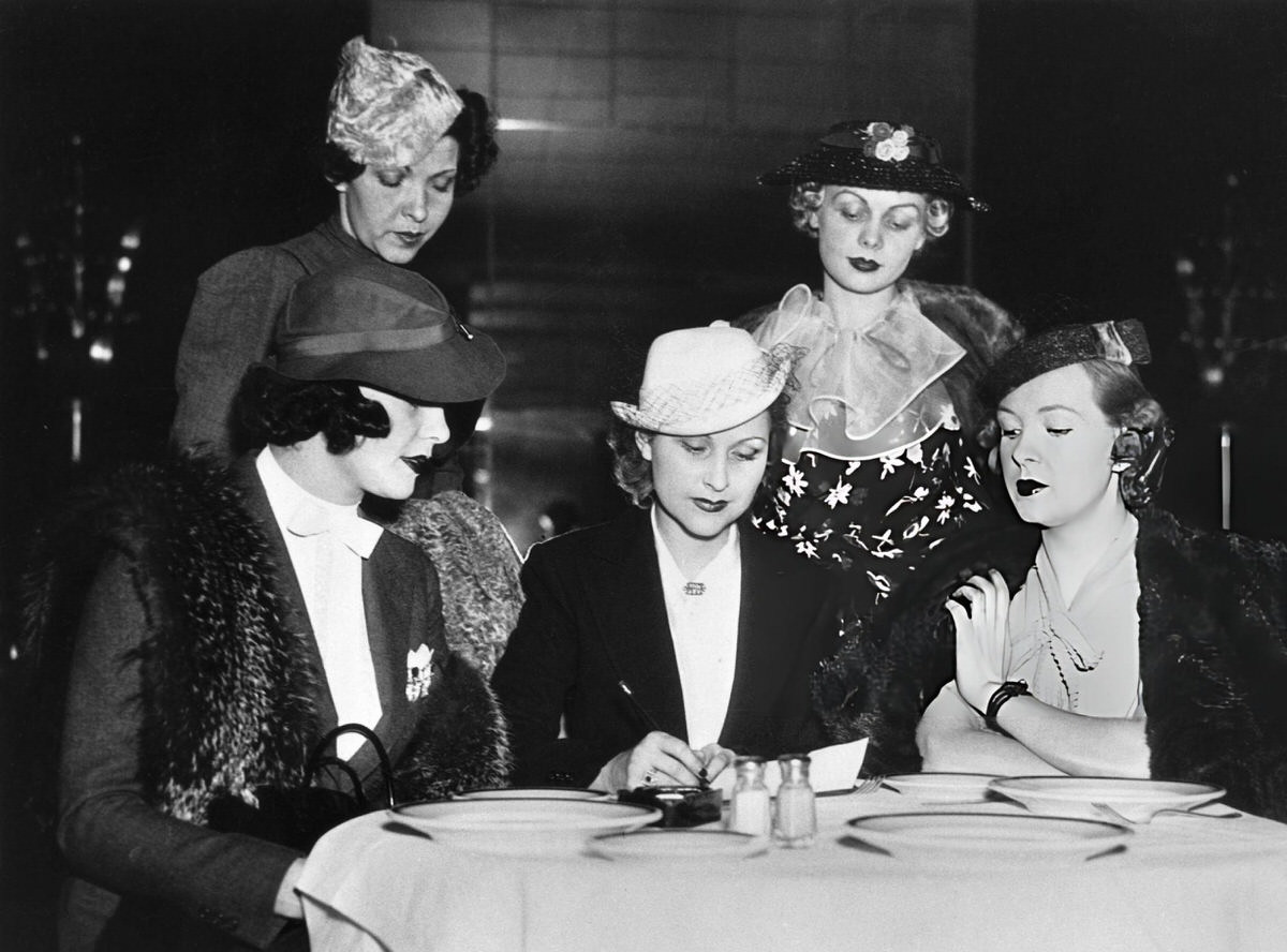 Officers Of The Ziegfeld Follies Alumnae Stage Society Meeting At The Stork Club, New York.