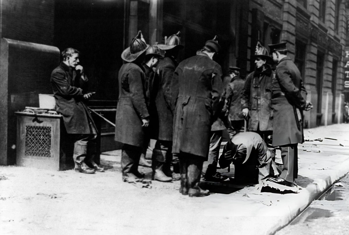 Firemen Searching For Bodies At The Asch Building Following The Triangle Shirtwaist Factory Fire, New York, 1911.