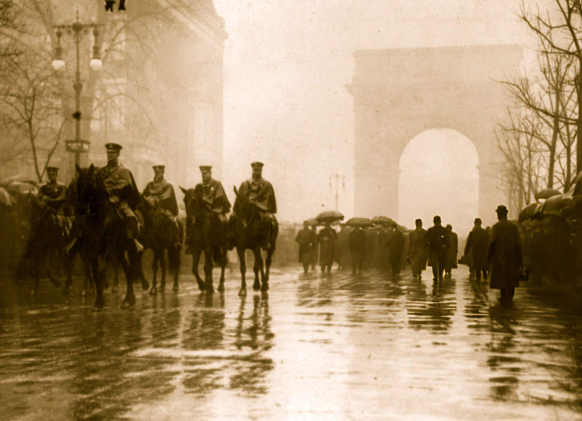 Mounted Firemen Leading A Trade Union Procession In Honor Of The Triangle Shirtwaist Factory Fire Victims, 1911.