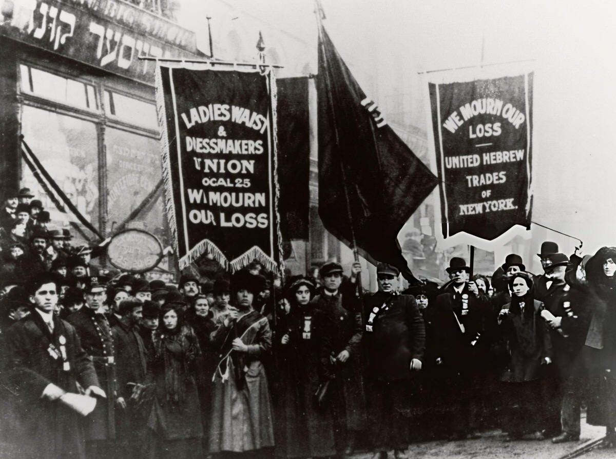 Demonstrators Mourning The Victims Of The Triangle Shirtwaist Factory Fire, New York, 1911.
