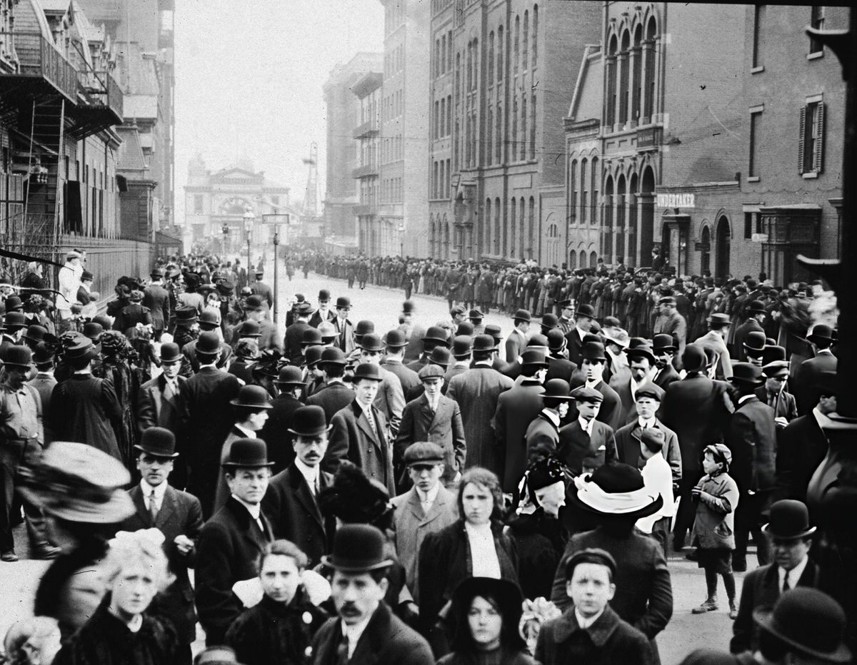 Crowds Waiting To Identify The Bodies Of Immigrant Workers Following The Triangle Shirtwaist Company Fire, New York, 1911.