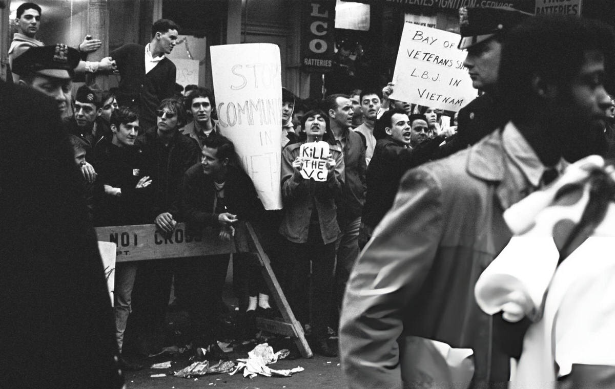 Pro-War Protesters And Bay Of Pigs Veterans At A Peace March, New York, 1967.