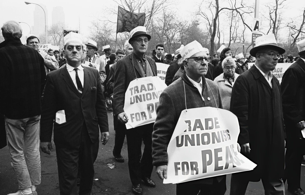 Trade Unionists At A Peace March Calling For An End To The Vietnam War, New York, 1967.