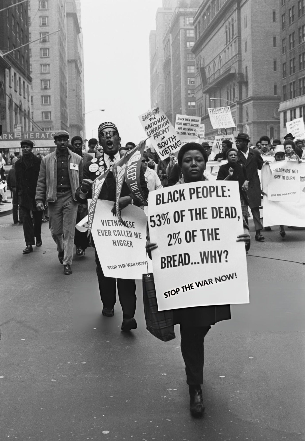 African Americans At A Peace March In Midtown Manhattan, 1967.