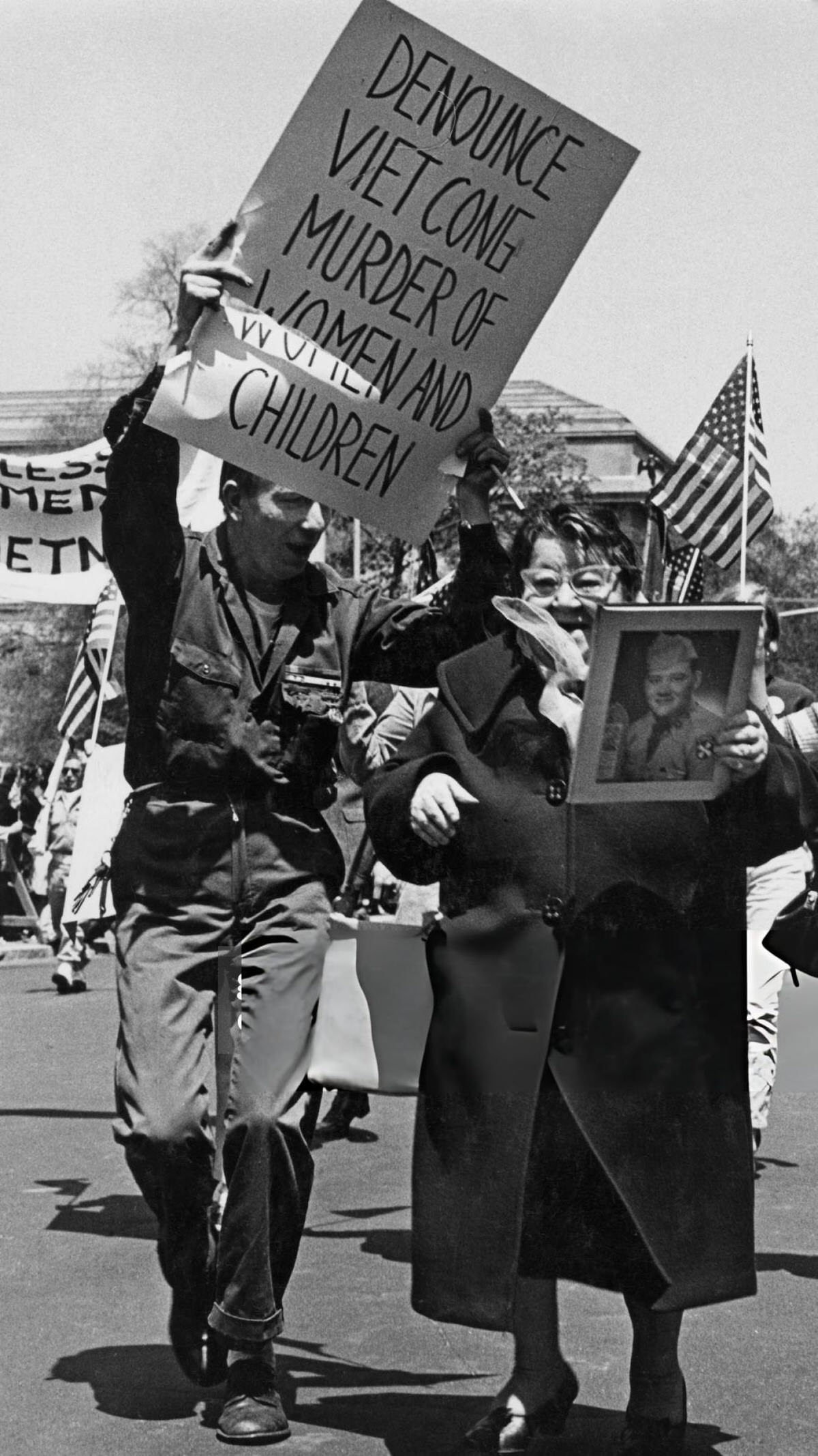 Loyalty Day Parade Sponsored By The Veterans Of Foreign Wars With Participants Holding Pro-War Placards, New York, 1967.