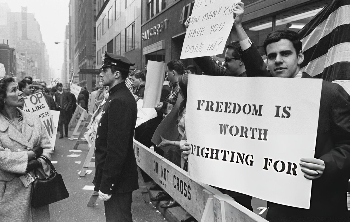 Counter-Protesters At A Vietnam War Peace Rally, New York, 1967.