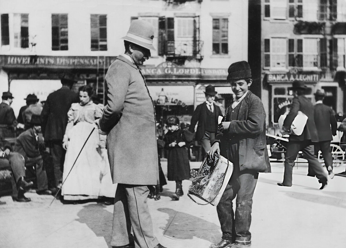 Shoeshine Boy And A Police Officer On Mulberry Street, The &Amp;Quot;Italian Wall Street,&Amp;Quot; Manhattan, 1897.