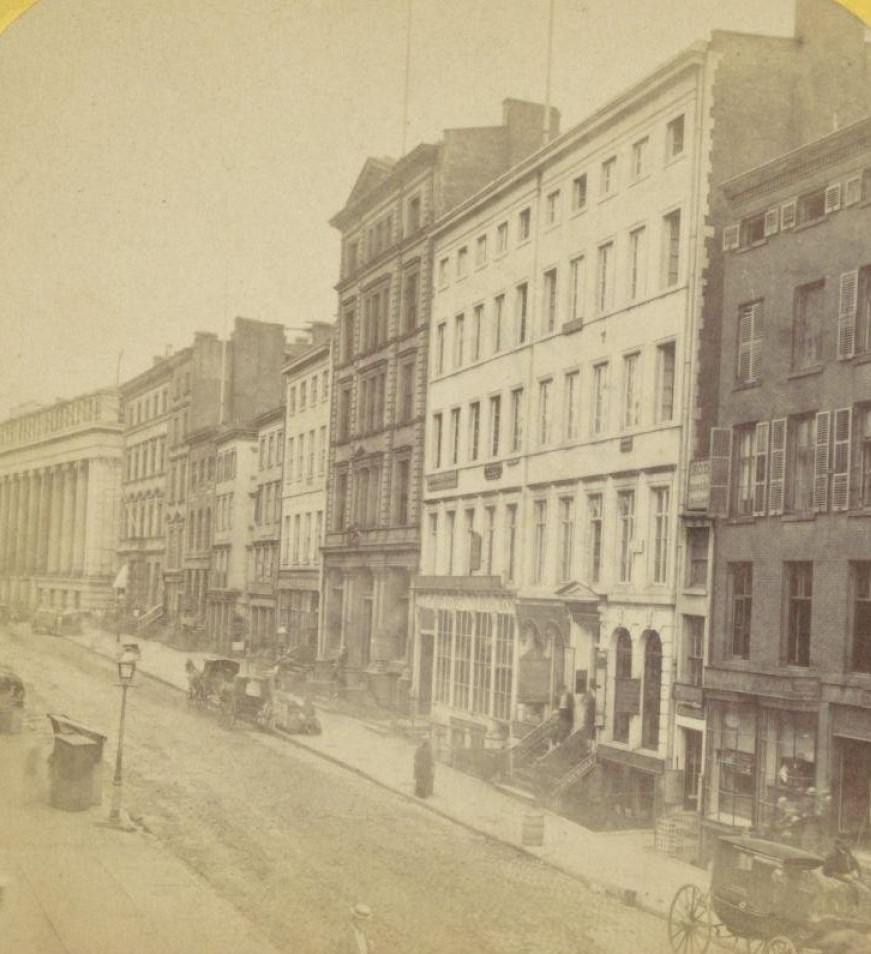 Wall Street And The Custom House, New York, 19Th Century.