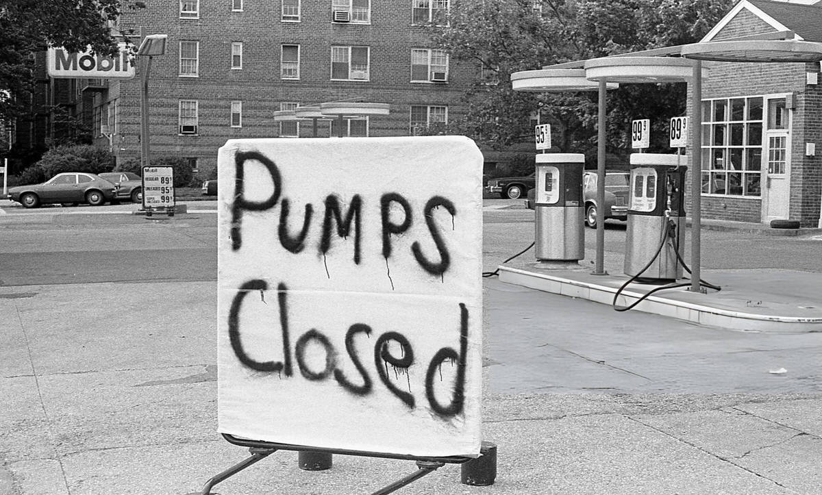 Closed Pumps At A Mobil Station During The Oil Shortage, New York, 1979.