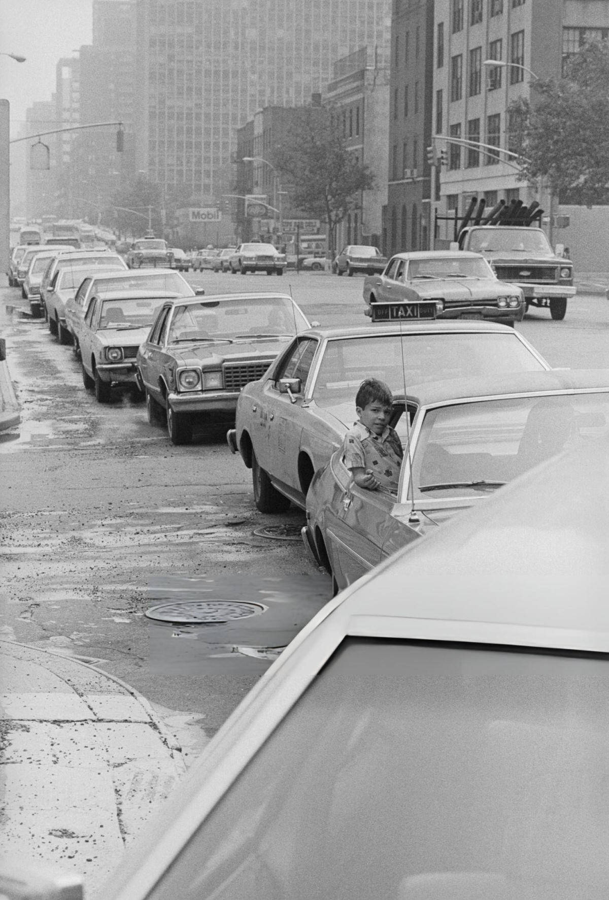 Motorists Queuing At A Gas Station On 1St Avenue And 37Th Street During A Fuel Shortage, New York, 1979.