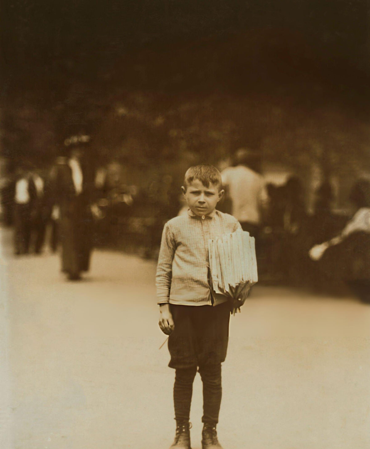 Seven-Year-Old Joseph Blata At Union Square, New York, 1910.