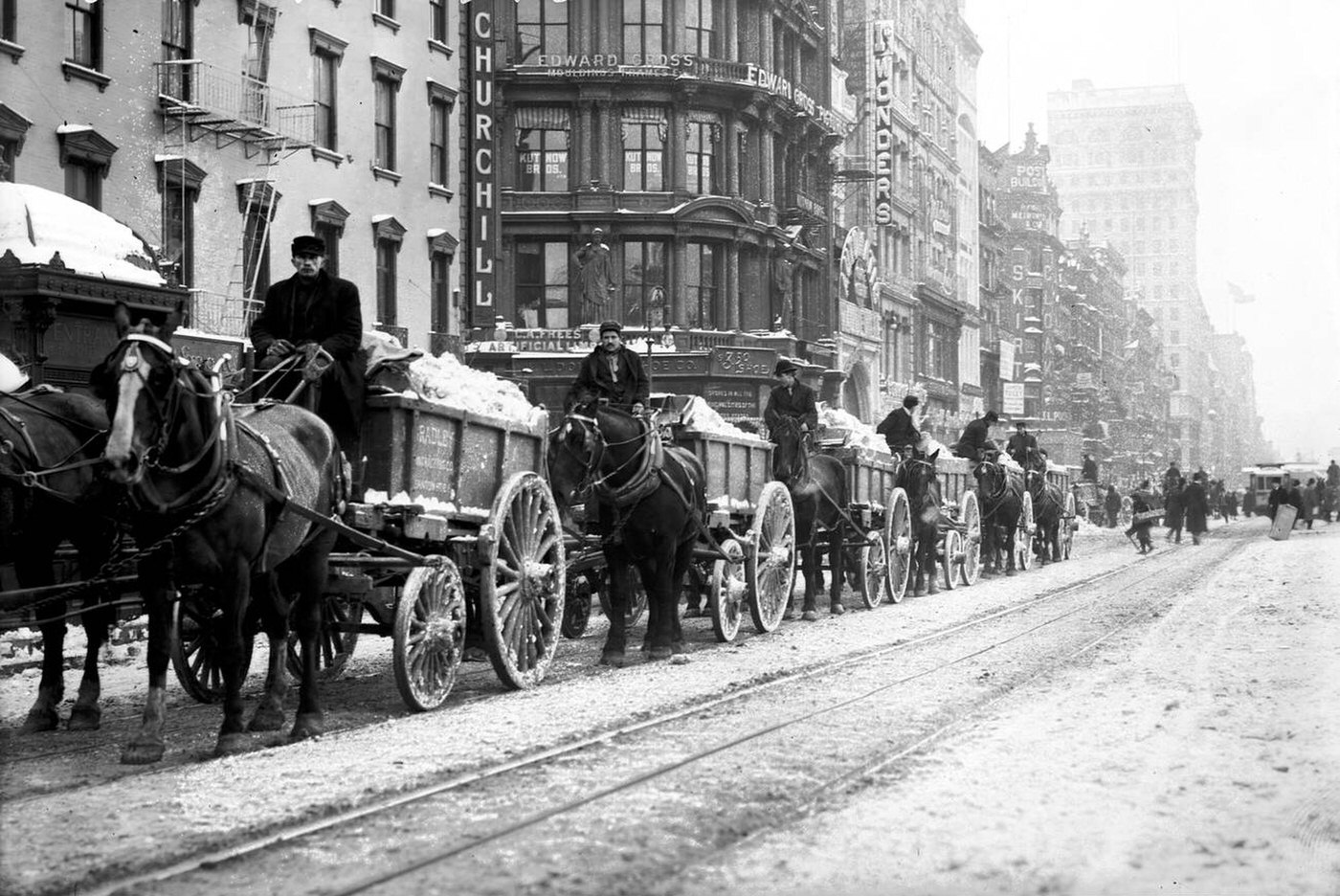 Cleaning Snow From The Streets With Trucks In New York City, 1908