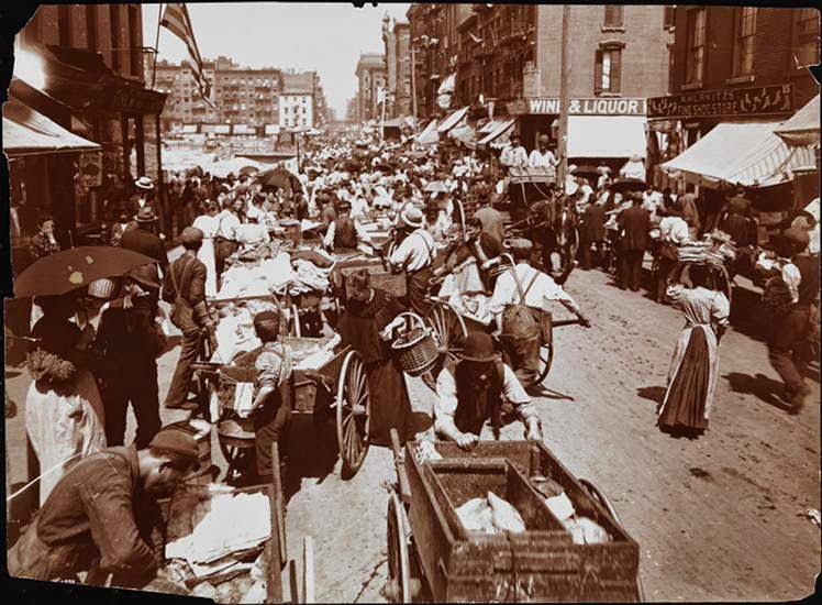 Hester Street Crowded With Shoppers And Pushcart Peddlers, 1898