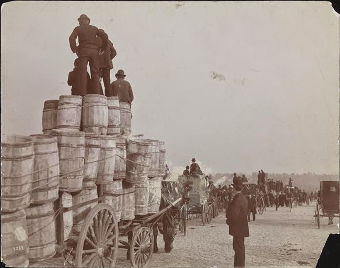 Spectators On Carts And Barrels On The Harlem River Bridge Overlooking Manhattan Field During A Football Game, 1895