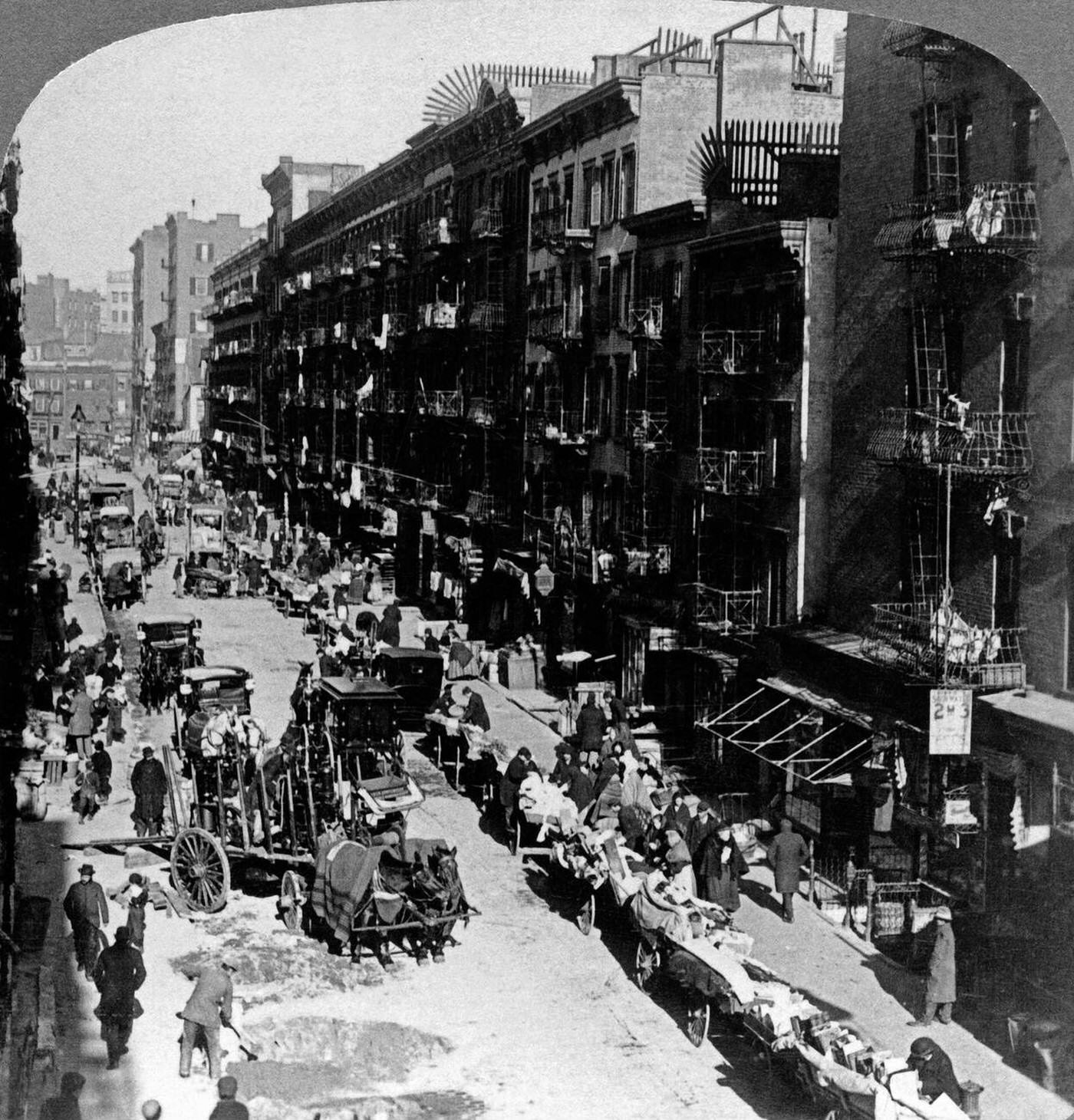 Street Peddler'S Carts On Elizabeth Street Looking North From Hester Street, New York City, 1902