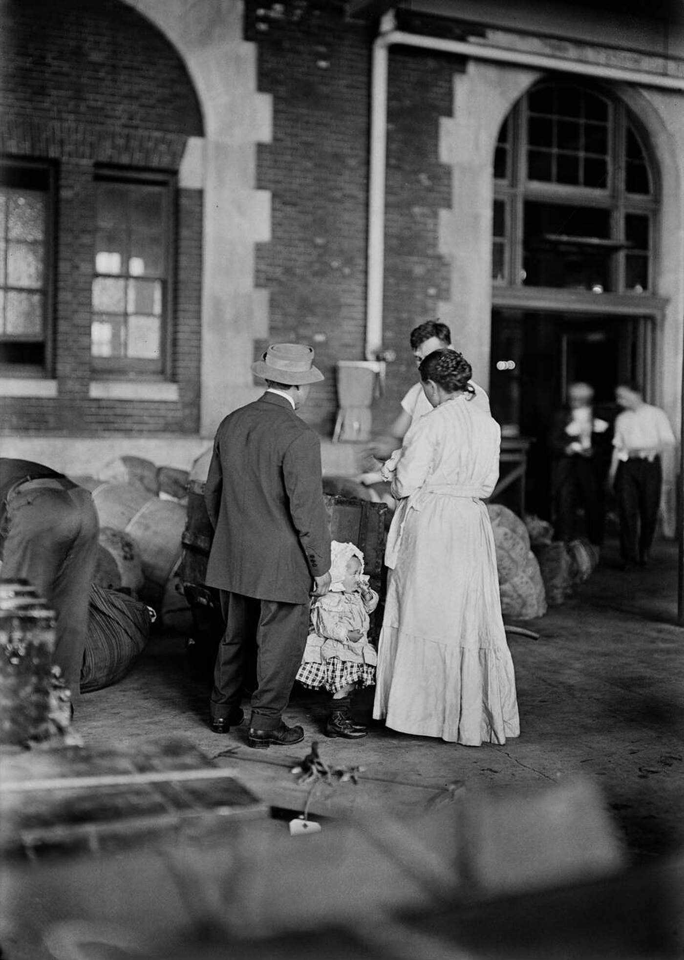Immigrant Family Arriving At Ellis Island, 1917