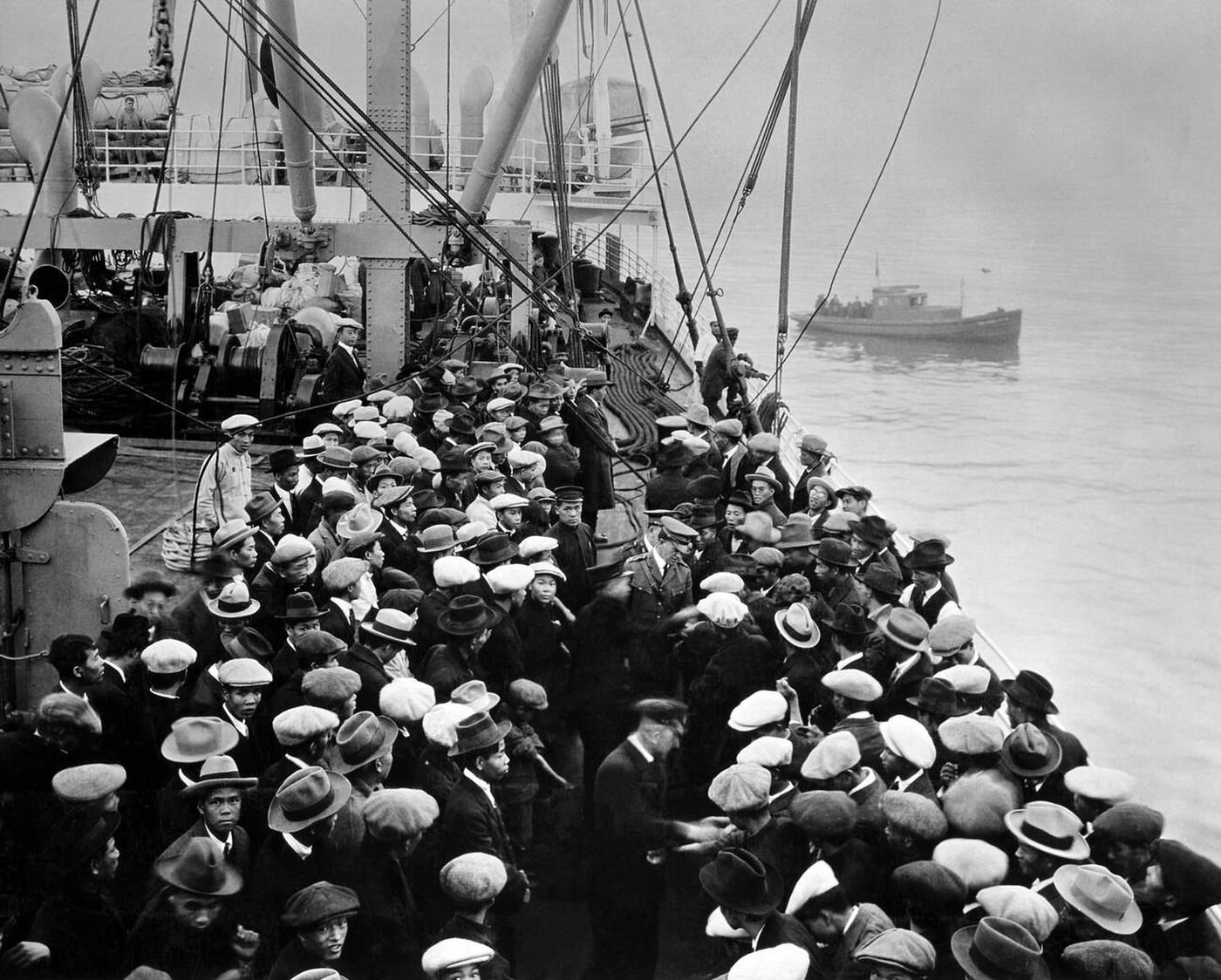 Immigrants Arriving By Ship At Ellis Island, 1918