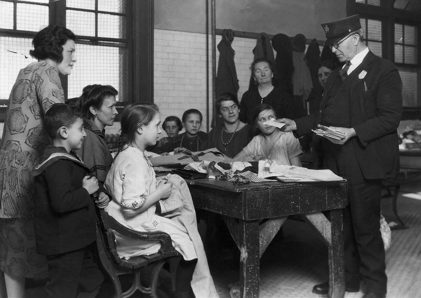 Mail Delivery To Immigrants On Ellis Island, 1928