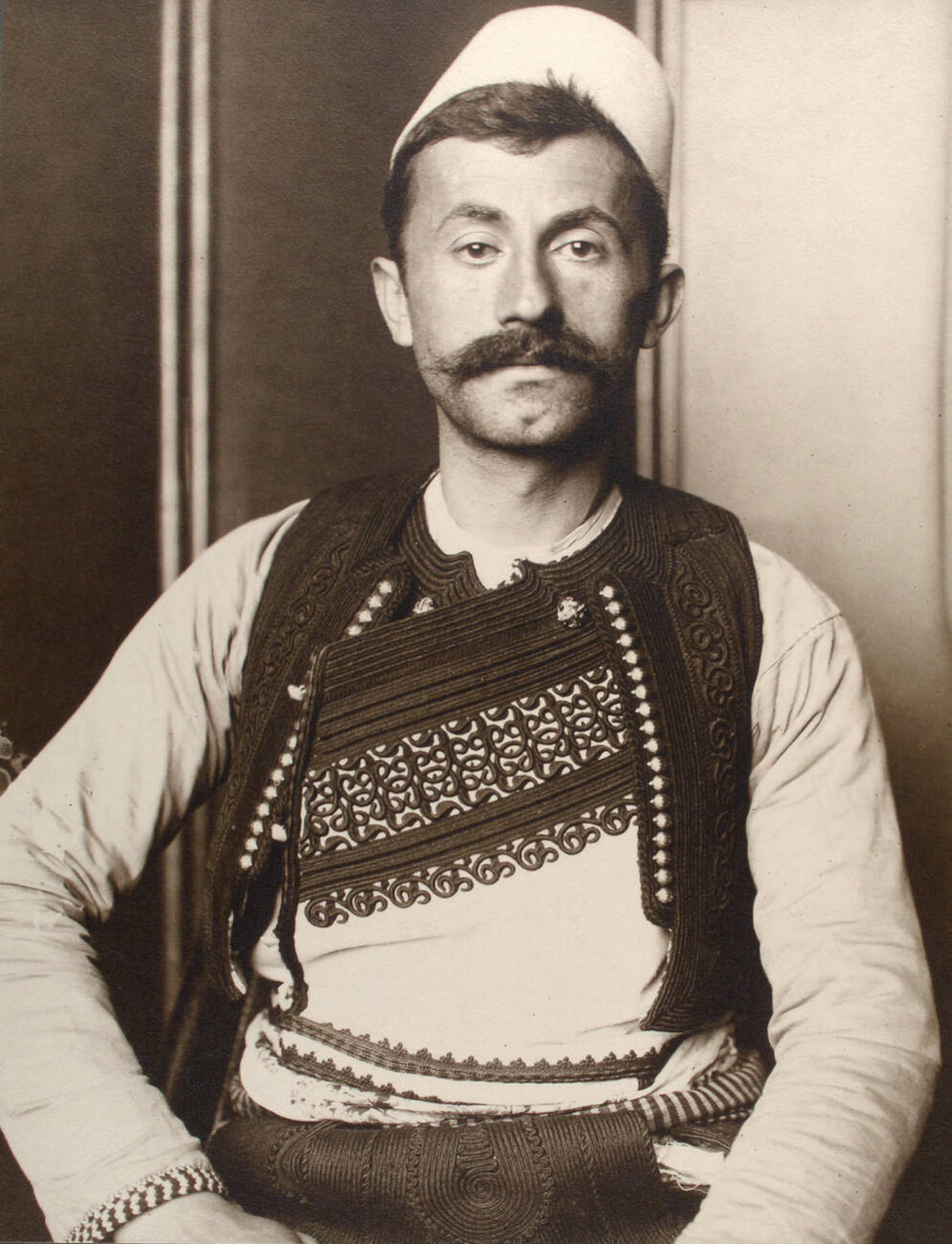 Portrait Of An Albanian Soldier At Ellis Island, 1902