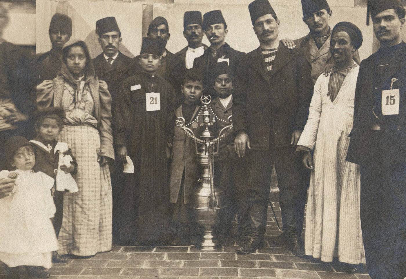Immigrants Surrounding A Vessel Decorated With The Ottoman Star And Crescent At Ellis Island, 1902