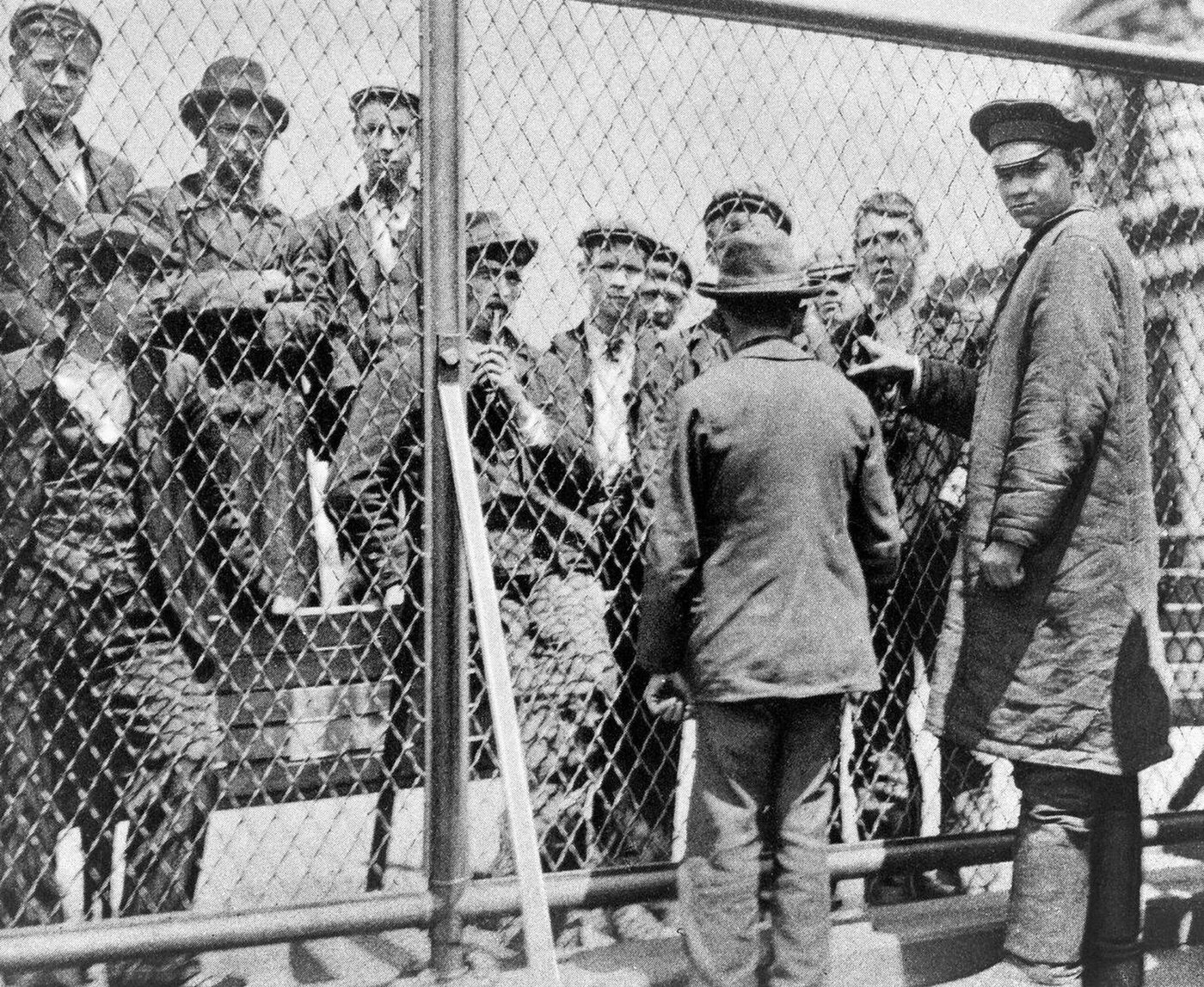 Immigrants Held In A Detention Pen On The Roof Of The Main Building At Ellis Island, 1902