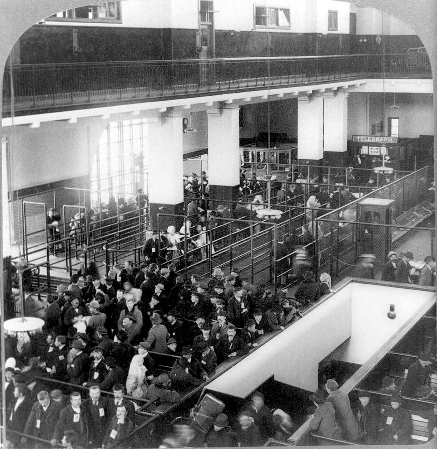 New Arrivals Awaiting Processing In The Immigrant Building At Ellis Island, 1904