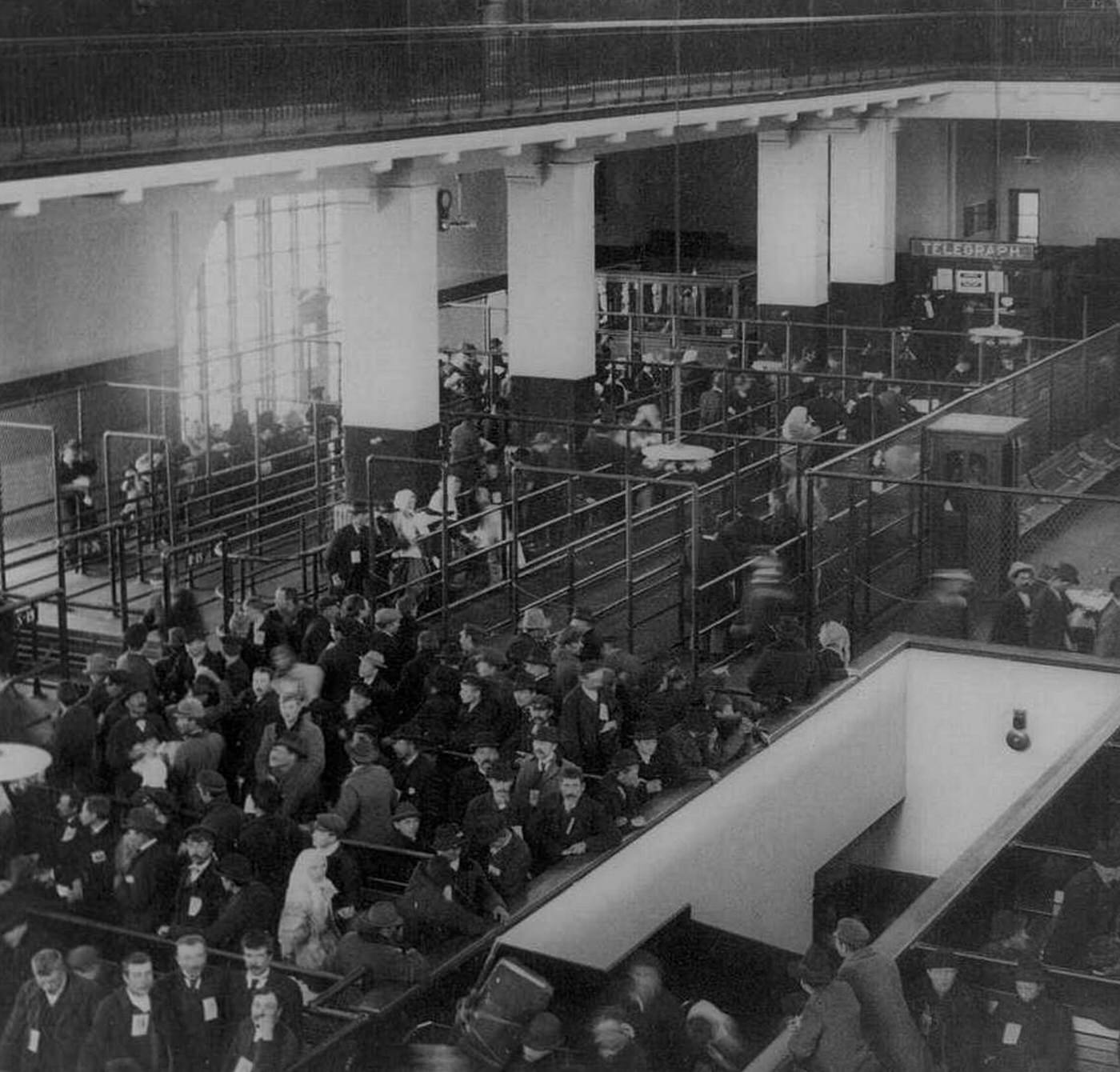 Immigrants Arriving From Europe At The Ellis Island Immigrant Building, 1905