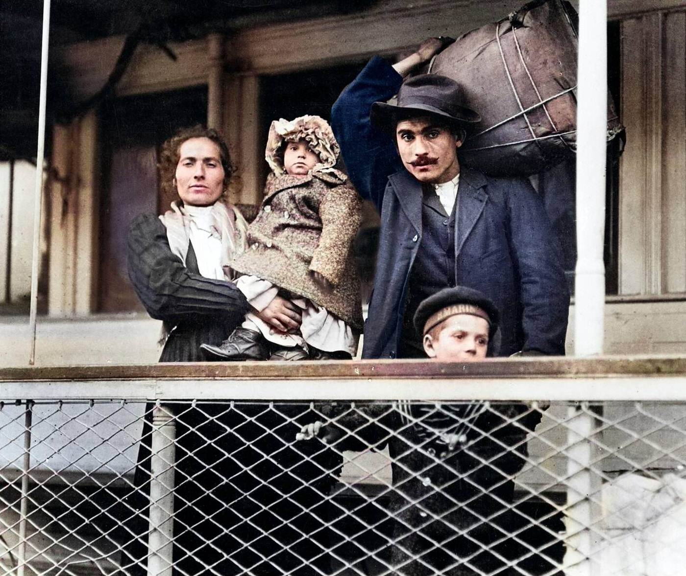 Italian Immigrant Family On A Ferry Leaving Ellis Island, 1905