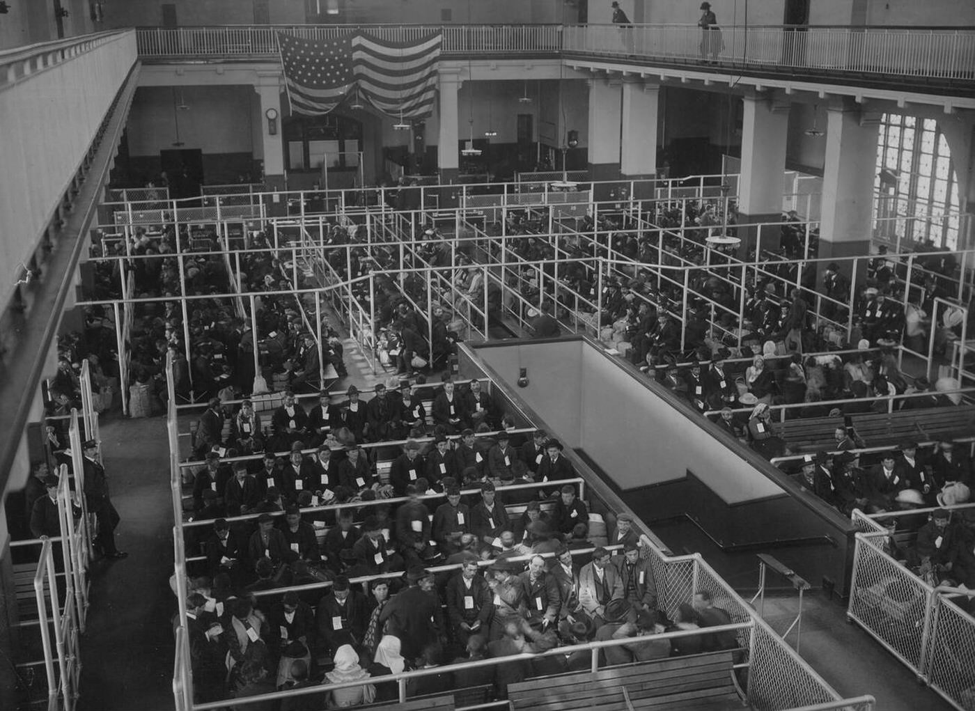 Immigrants In The Pens At The Ellis Island Registry Room, 1907