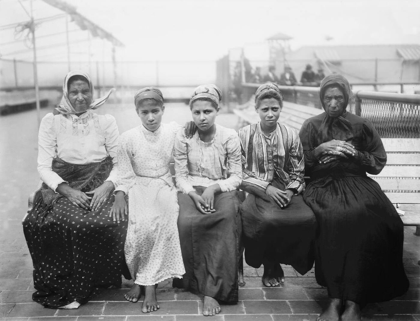 Seated Portrait Of Female Immigrants At Ellis Island, 1908
