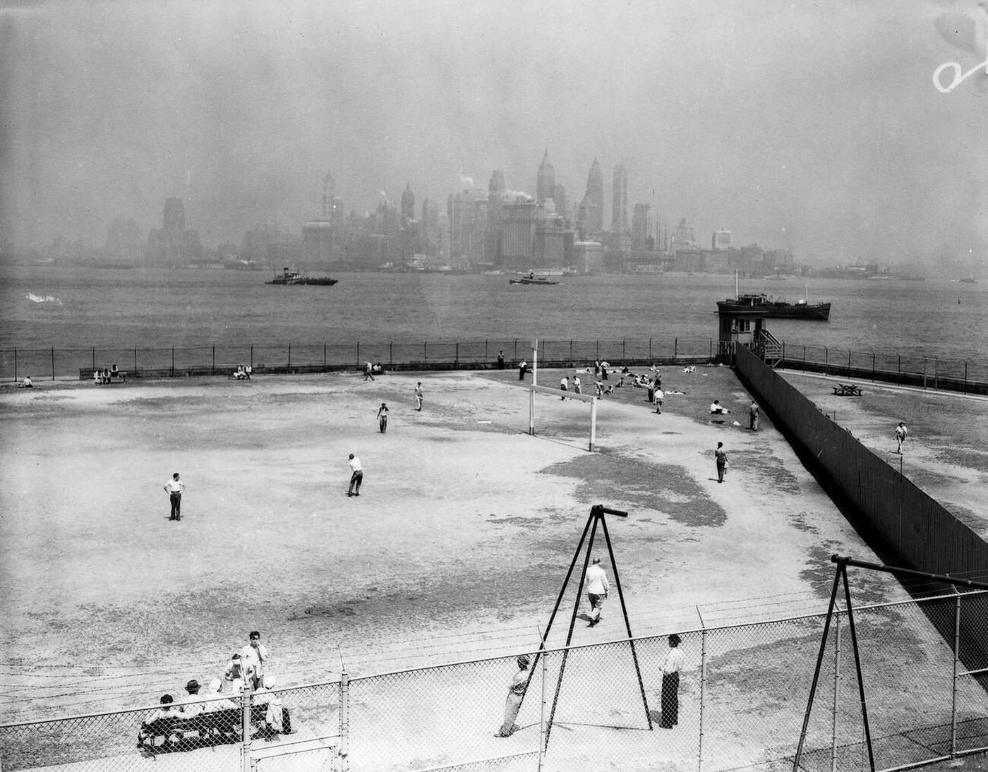 Athletic Fields At Ellis Island, 1945