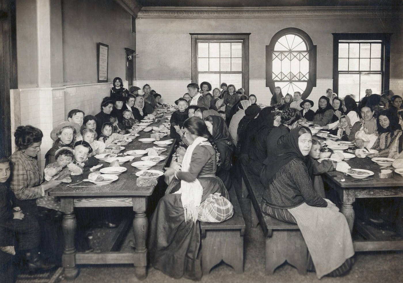 Immigrants Being Served A Free Meal At Ellis Island, 1902