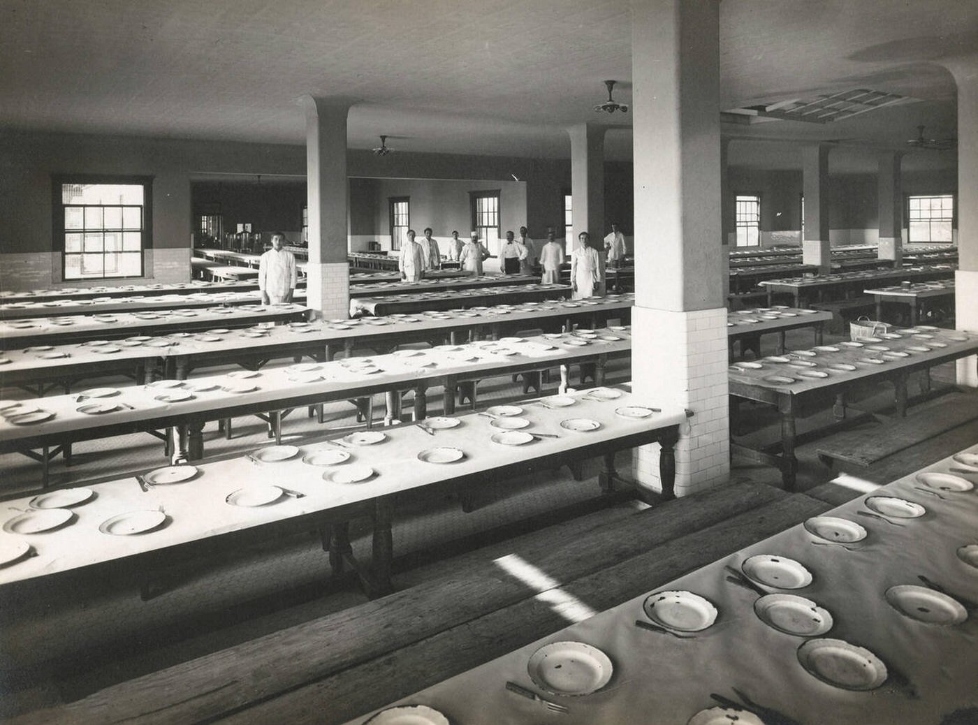 Empty Dining Hall And Staff At The Ellis Island Immigration Station, 1902